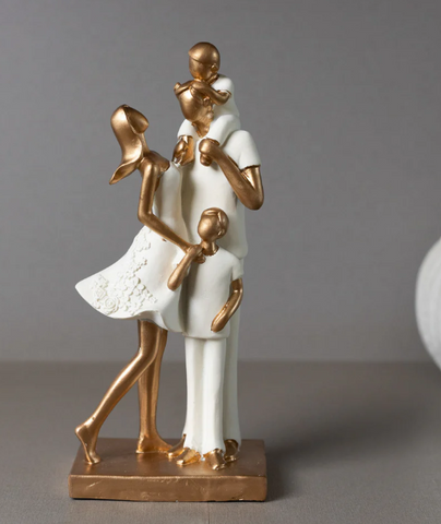 Figura Decorativa Família em Resina Branca Wolff 20cm