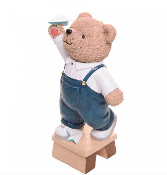 Figura Decorativa Ursinho com Avião Teddy Charm 13cm Wolff
