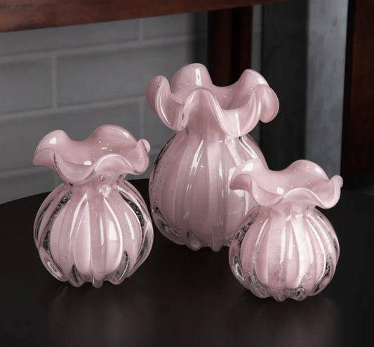 Vaso Italy Rosa Leitoso Wolff em Vidro 11cm