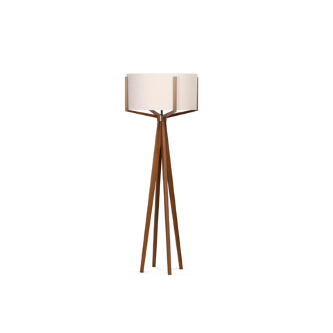 Luminária de Piso Imbuia 5L Cúpula Linho 169cm Elegante