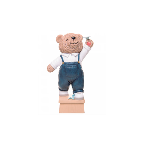 Figura Decorativa Ursinho com Avião Teddy Charm 13cm Wolff
