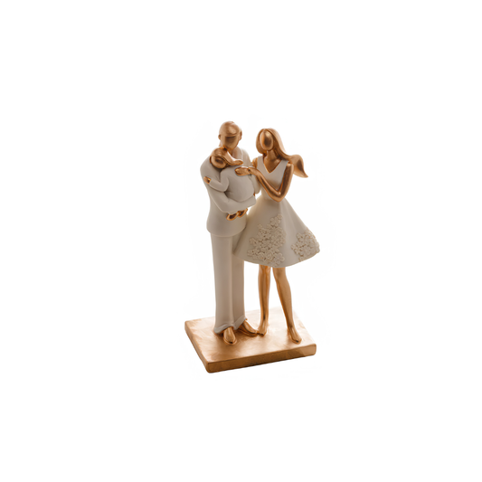 Figura Decorativa Família Branca em Resina Wolff 20cm