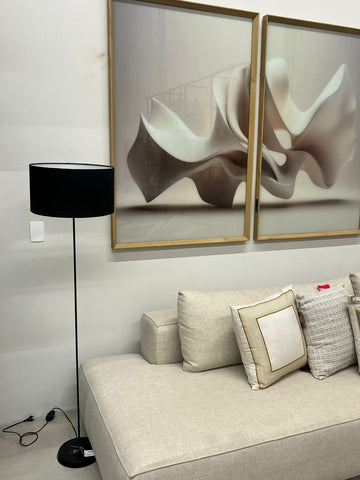 Luminária Preta com Cúpula Cilíndrica 40x40x22cm 5L Moderna